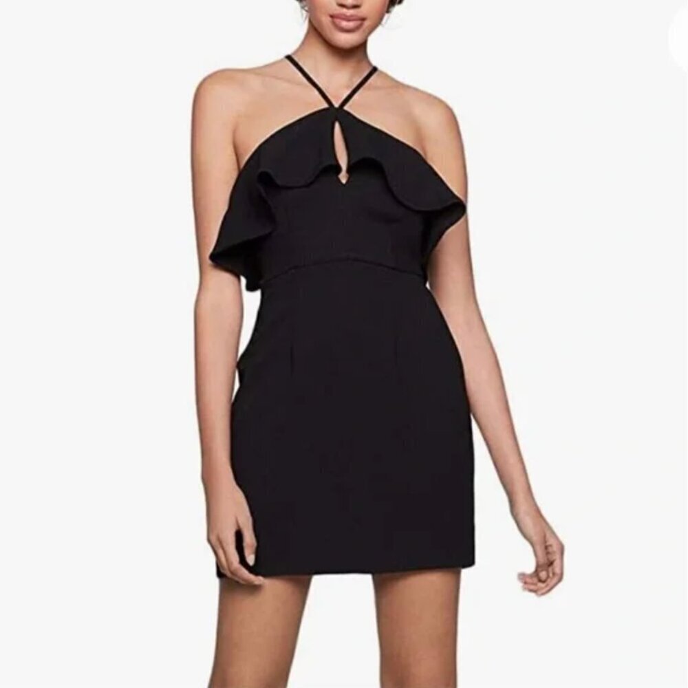 Bcbgeneration Black Ruffle Halter Mini Dress, Size 4 New With Tag!